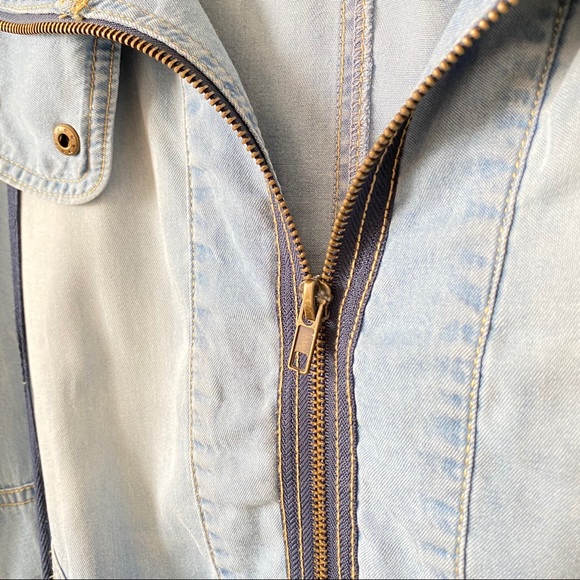 Forever 21 Life Progress Chambray Hooded Jacket S - Picture 7 of 14